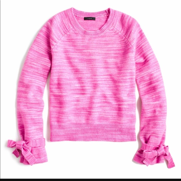 J.Crew pink collection tie sleeve sweater - Picture 2 of 7